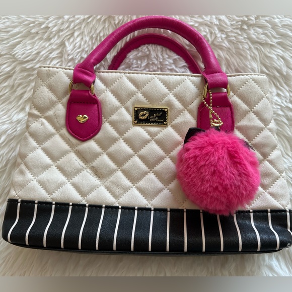 Betsey Johnson Handbags - Betsey Johnson Pink Black White Handbag Purse